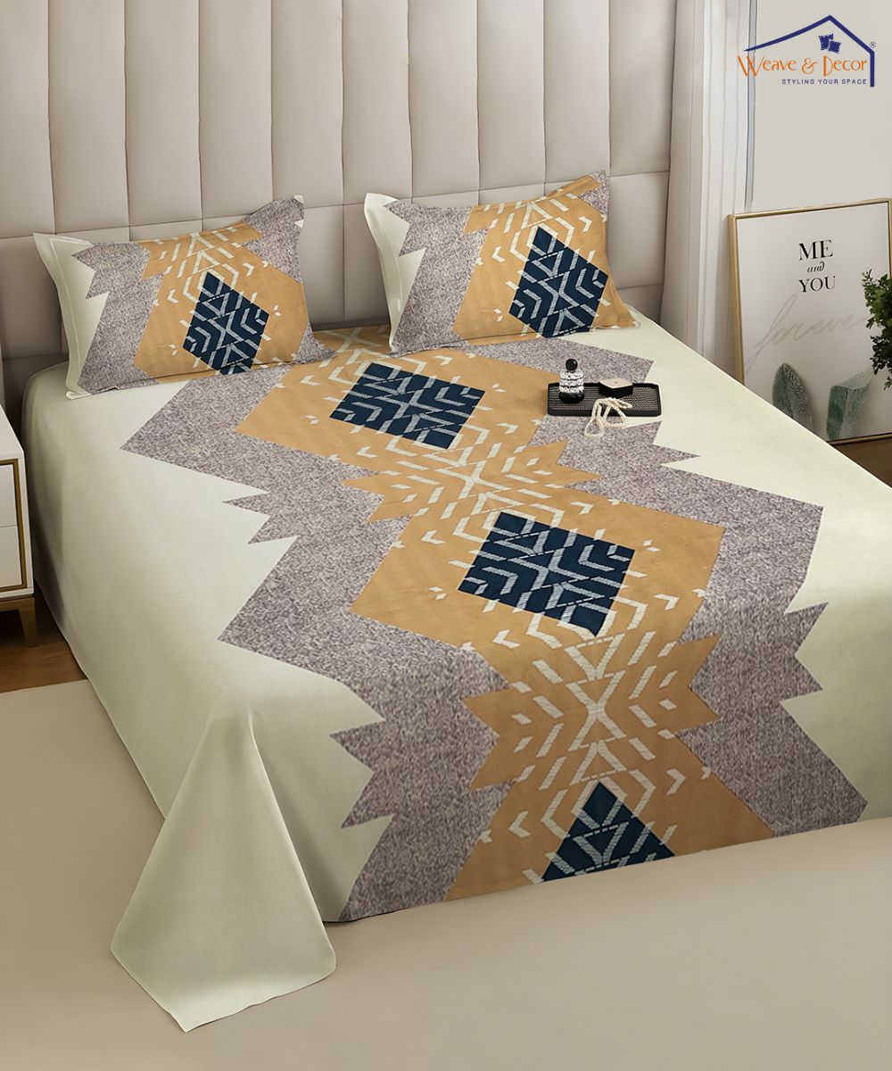 Ethnic Pattern Flat Bedsheet With Pillow Covers