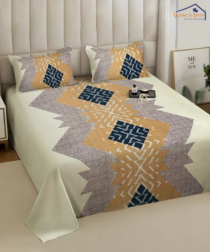 Ethnic Pattern Flat Bedsheet With Pillow Covers