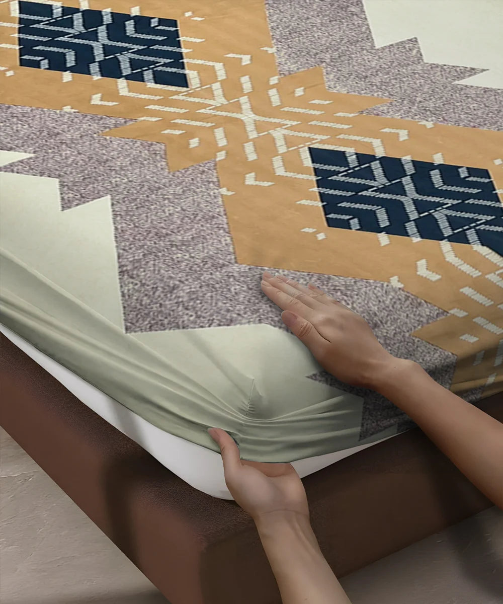Ethnic Pattern Flat Bedsheet With Pillow Covers