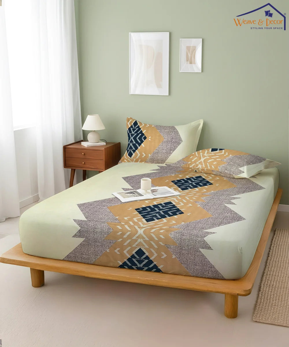 Ethnic Pattern Flat Bedsheet With Pillow Covers