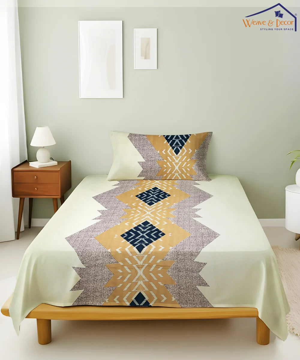 Ethnic Pattern Flat Bedsheet With Pillow Covers