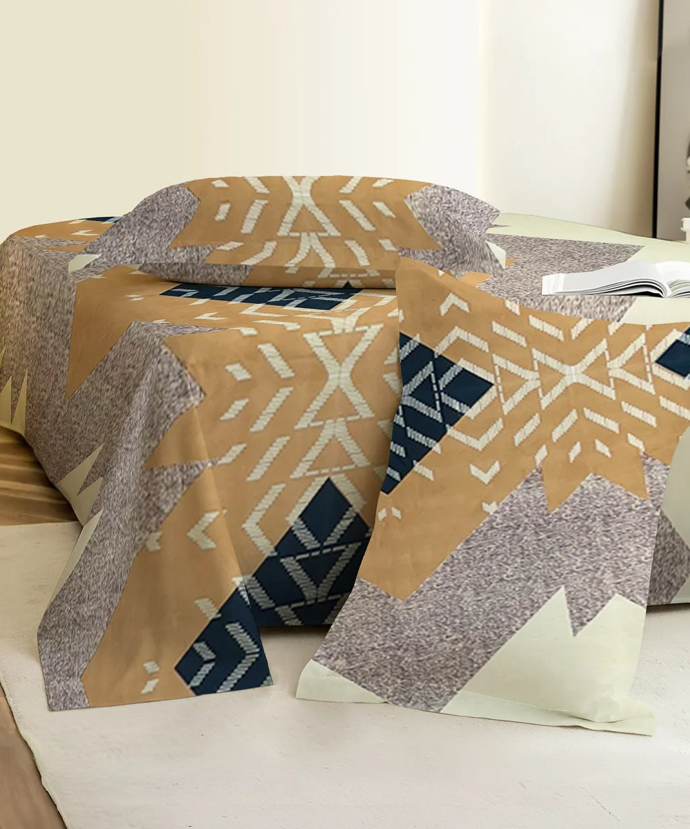 Ethnic Pattern Flat Bedsheet With Pillow Covers