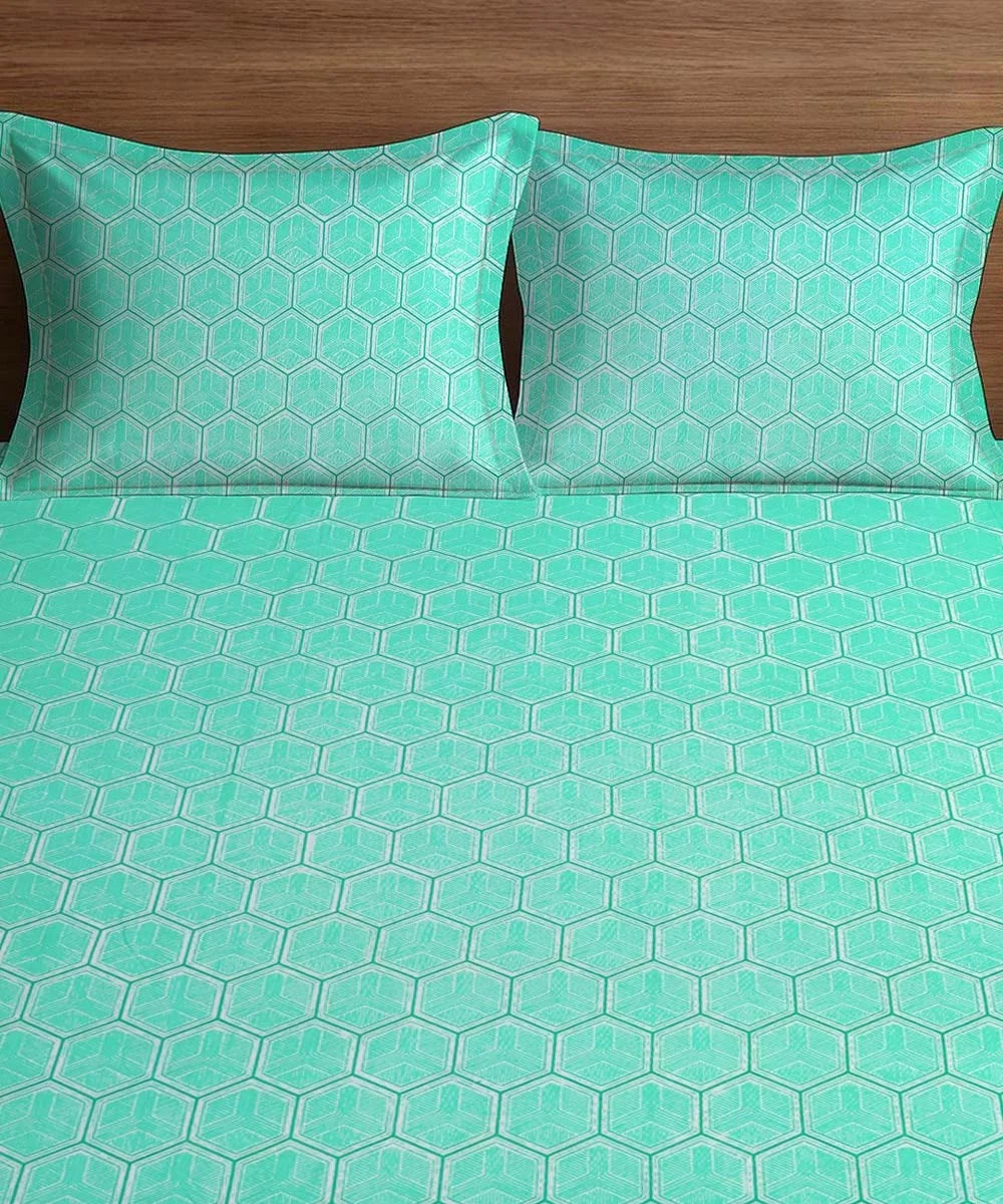Hexa Bliss King Size Bedsheet With 2 Pillow Cover