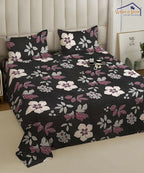 Dusky Bloom Flat Double Bedsheet With 2 Pillow Covers