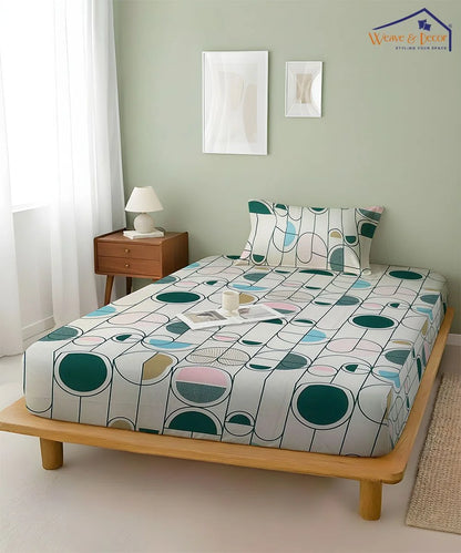 Modern Rounds Flat Double Bedsheet With 2 Pillow Covers