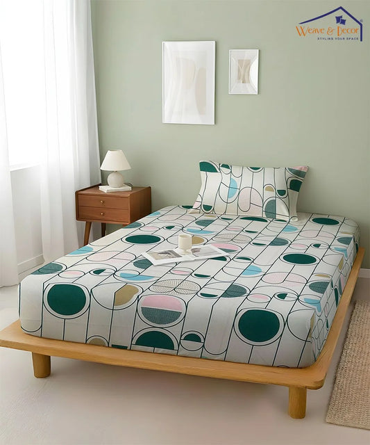 Modern Rounds Flat Double Bedsheet With 2 Pillow Covers