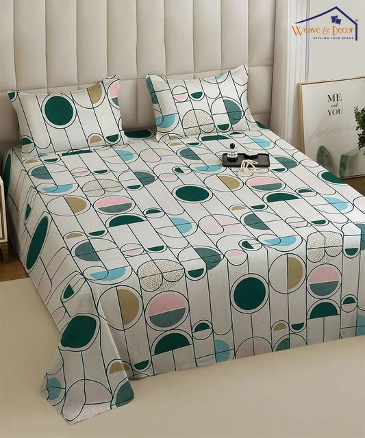 Modern Rounds Flat Double Bedsheet With 2 Pillow Covers
