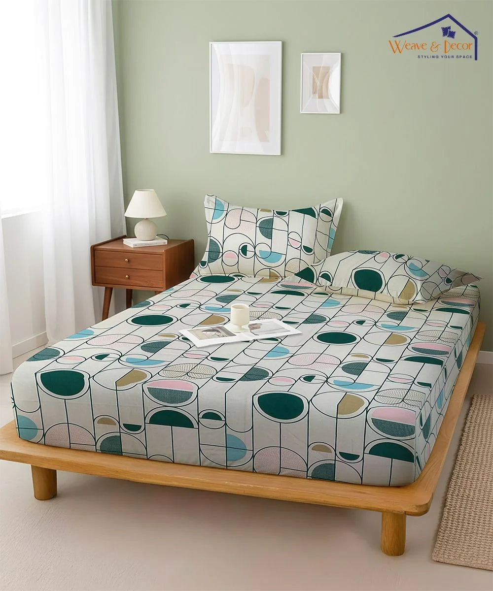 Modern Rounds Flat Double Bedsheet With 2 Pillow Covers