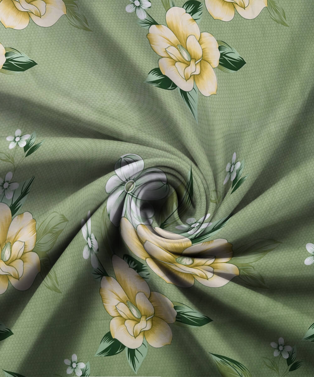 Green Whisper Flat Double Bedsheet With 2 Pillow Covers