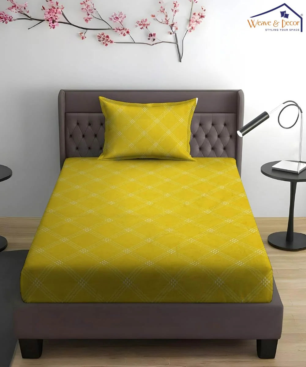 Sunny Checks King Size Bedsheet With 2 Pillow Cover