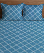Ocean Check King Size Bedsheet With 2 Pillow Cover