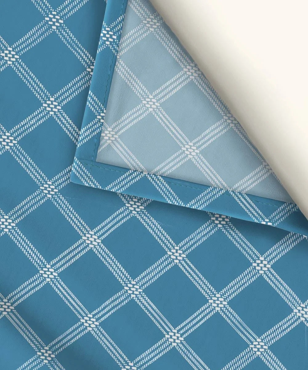 Ocean Check King Size Bedsheet With 2 Pillow Cover