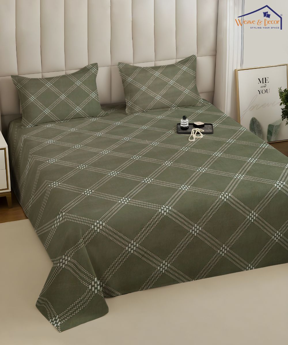 Crossweave Charm King Size Bedsheet With 2 Pillow Cover
