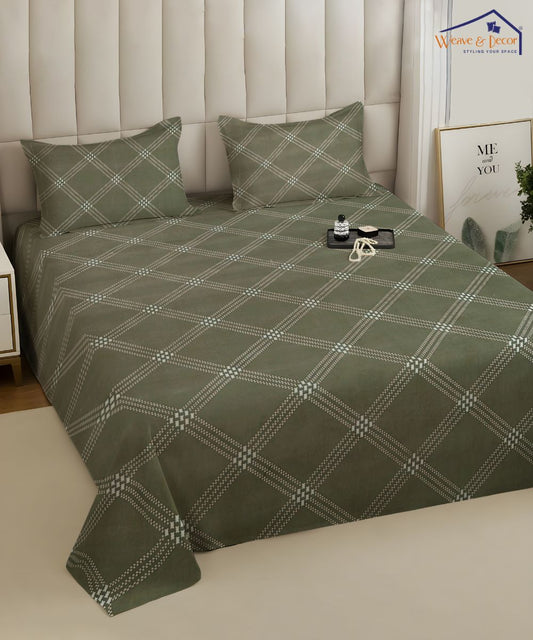 Crossweave Charm King Size Bedsheet With 2 Pillow Cover