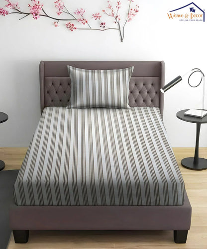 Nordic lines King Size Bedsheet With 2 Pillow Cover