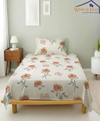 Delicate Roses Flat Double Bedsheet With 2 Pillow Covers