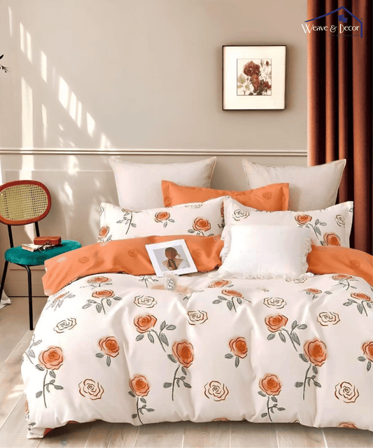 Delicate Roses  Flat Double Bedsheet With 2 Pillow Covers