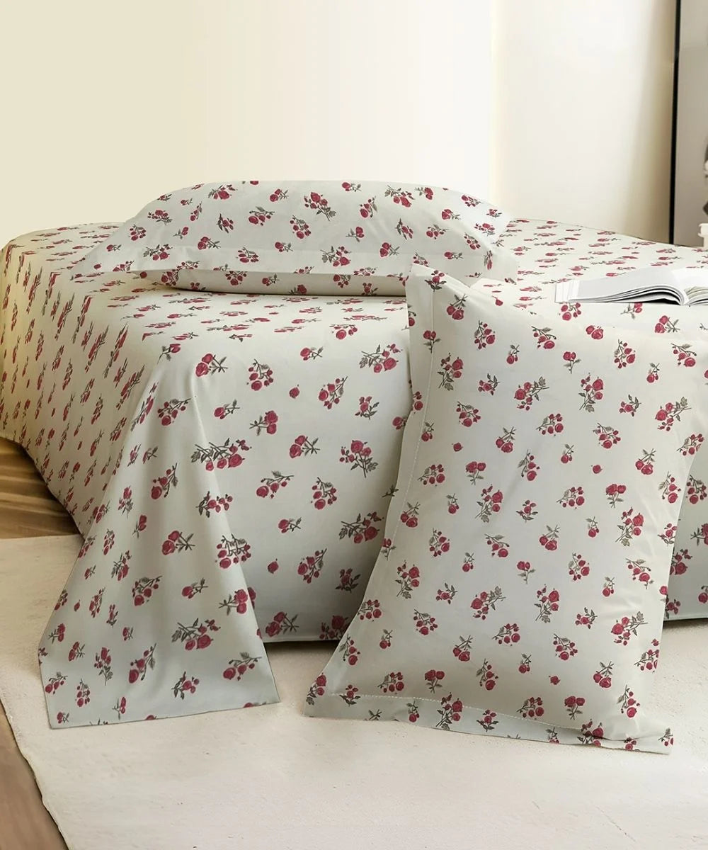 Berry Blush Flat Bedsheet With Pillow Covers
