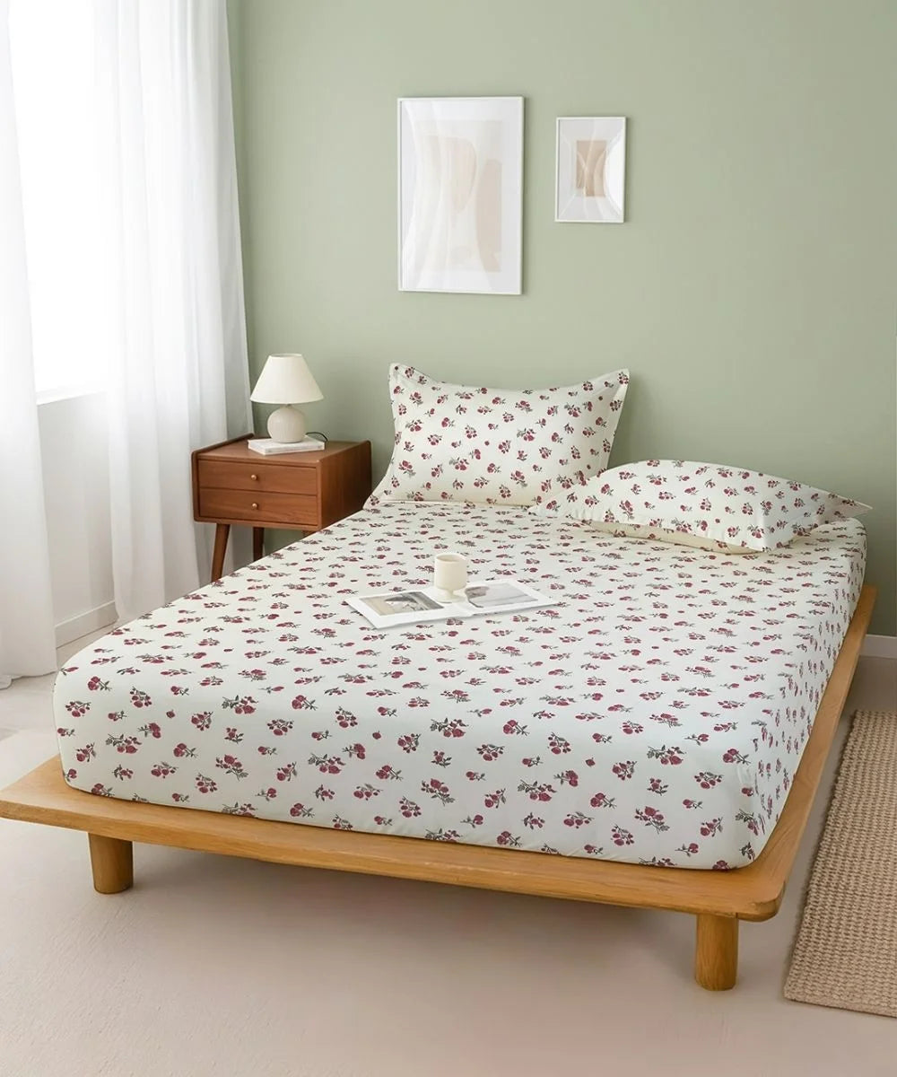 Berry Blush Flat Bedsheet With Pillow Covers