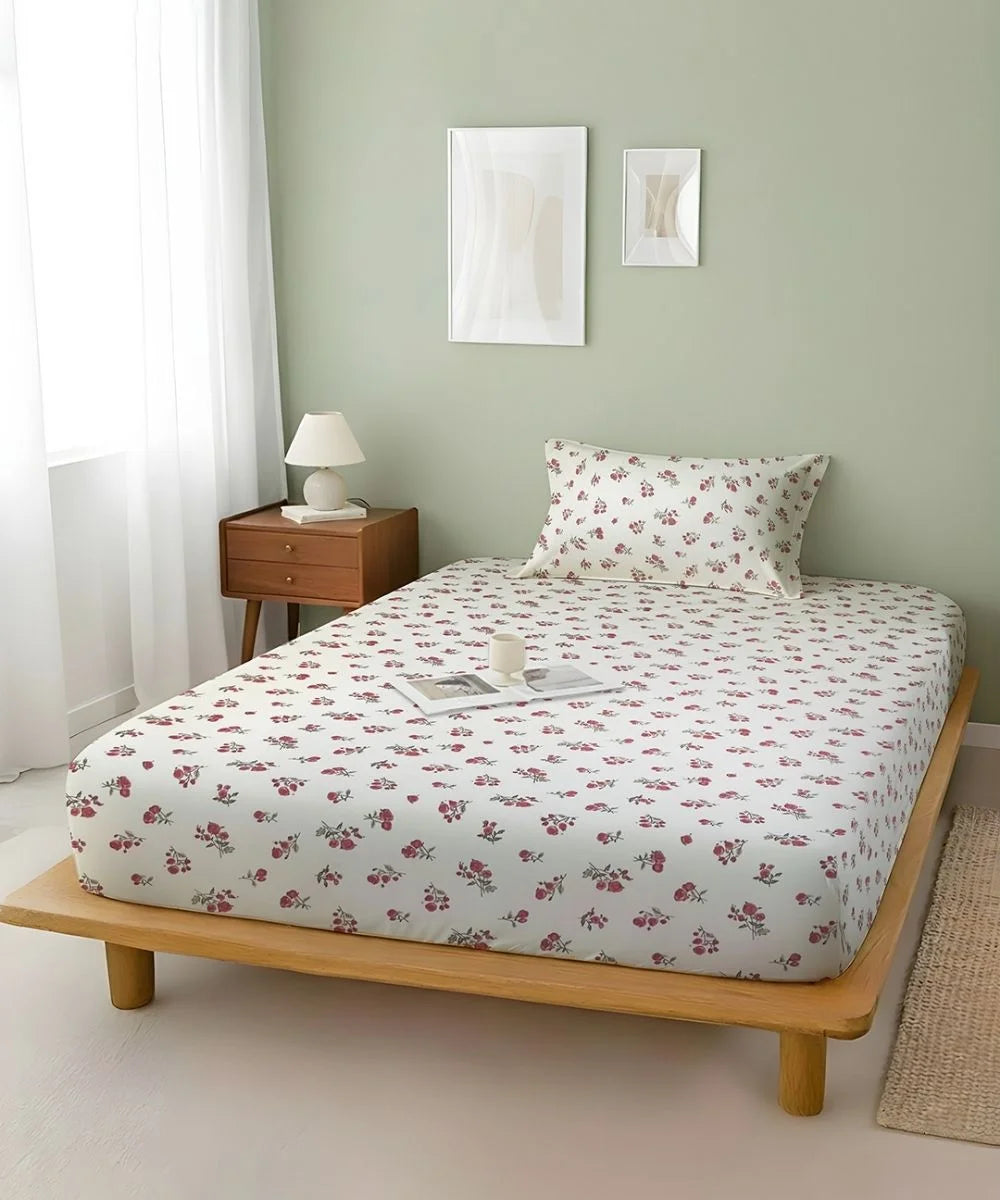 Berry Blush Flat Bedsheet With Pillow Covers