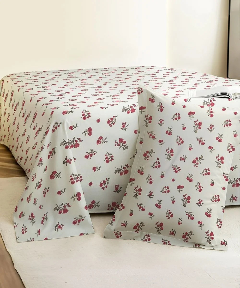 Berry Blush Flat Bedsheet With Pillow Covers