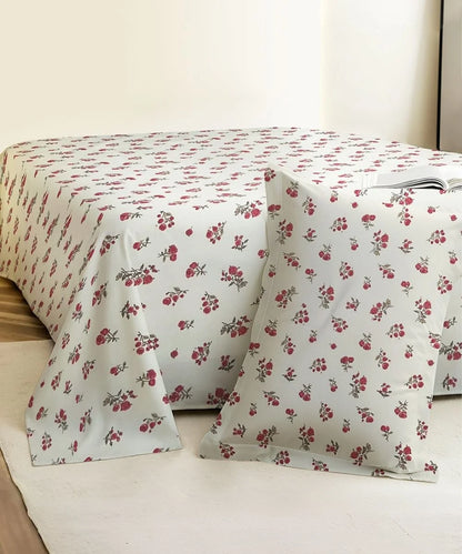 Berry Blush Flat Bedsheet With Pillow Covers