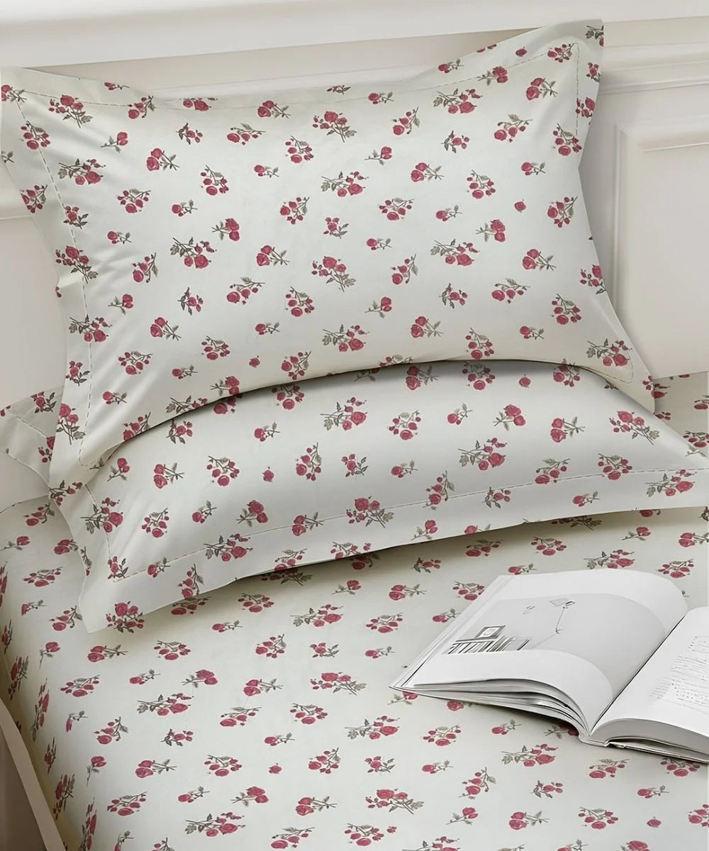 Berry Blush Flat Bedsheet With Pillow Covers