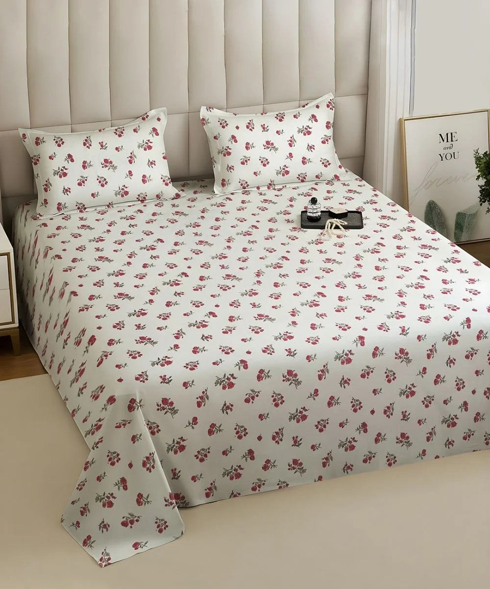 Berry Blush Flat Bedsheet With Pillow Covers