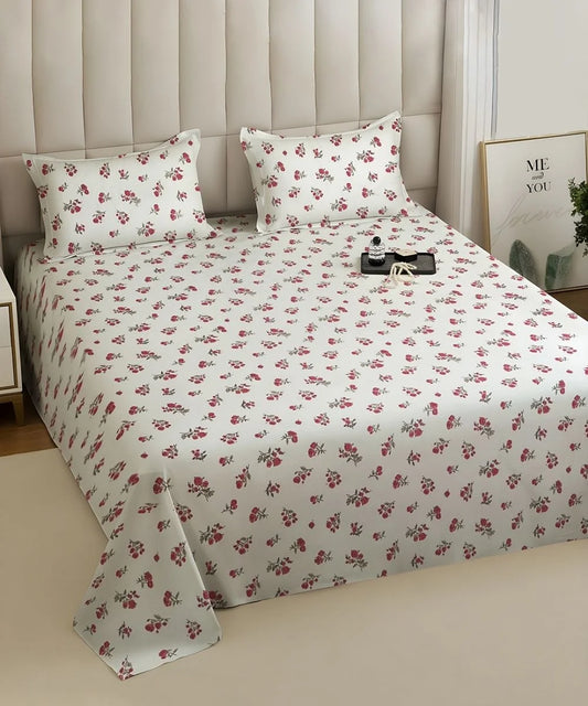 Berry Blush Flat Bedsheet With Pillow Covers