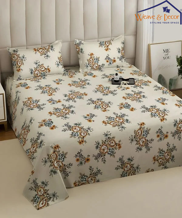 French Garden Flat Bedsheet With Pillow Covers