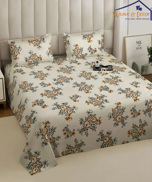French Garden Flat Bedsheet With Pillow Covers