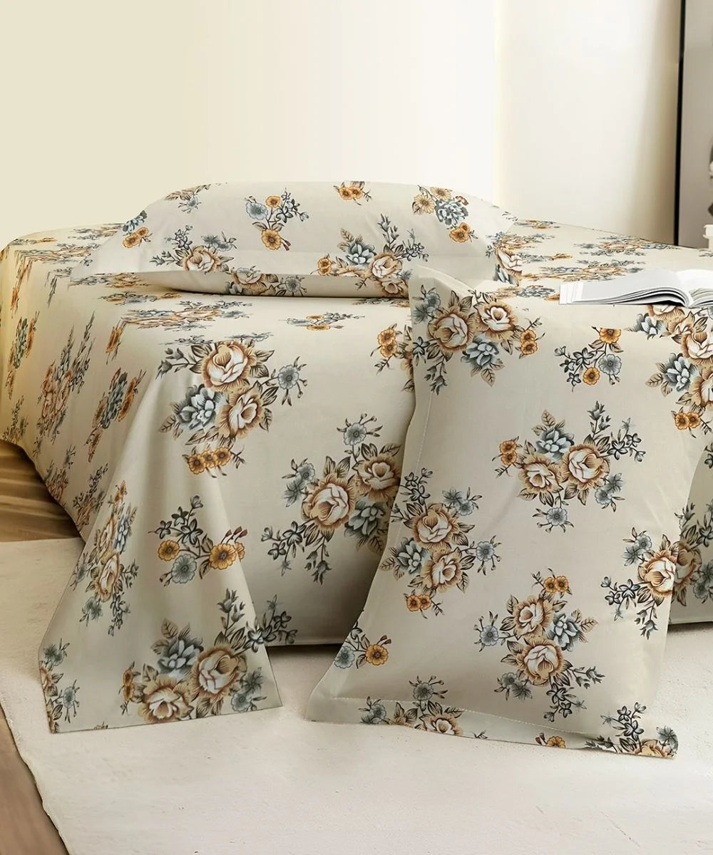 French Garden Flat Bedsheet With Pillow Covers