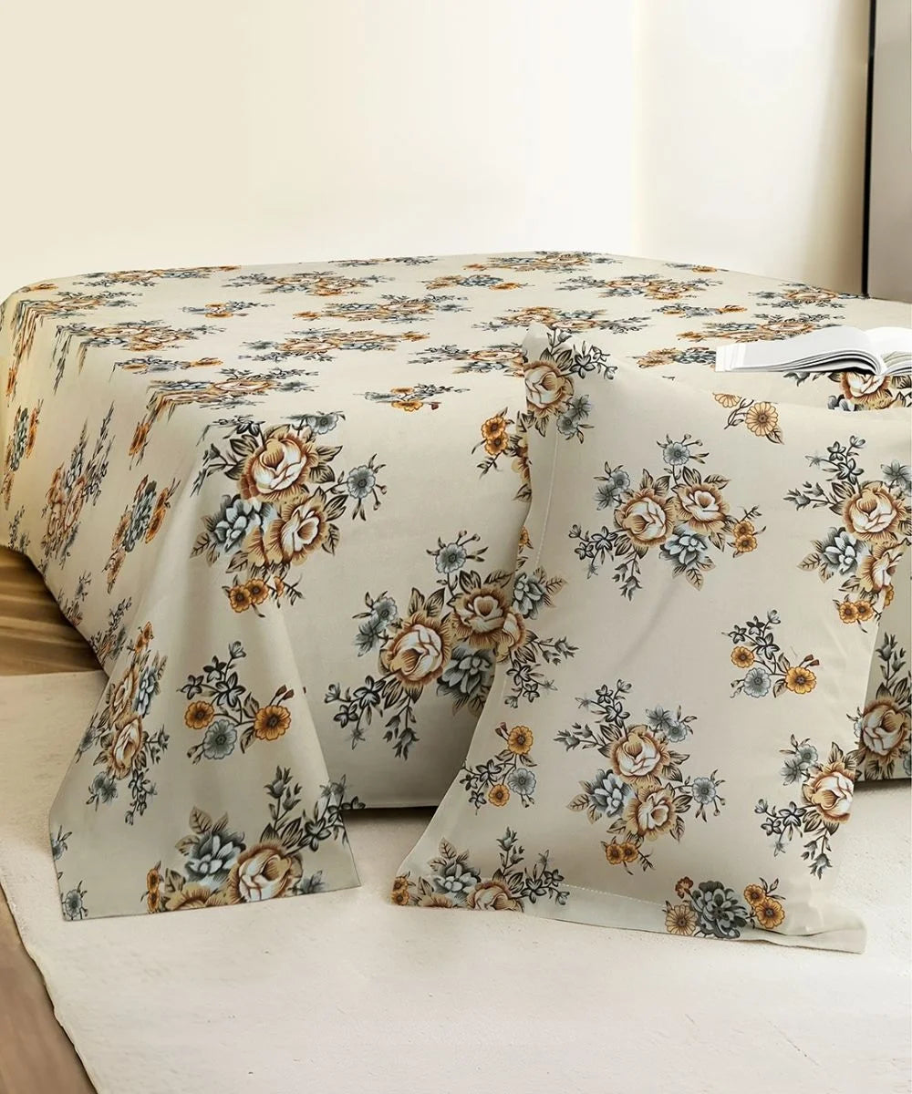French Garden Flat Bedsheet With Pillow Covers