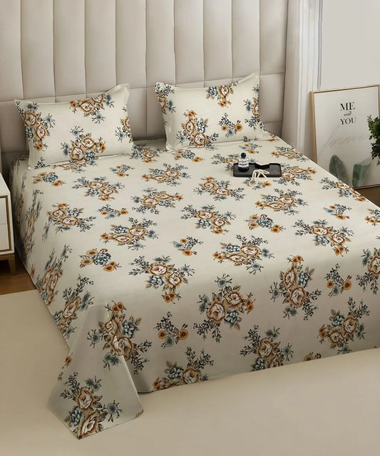 French Garden Flat Bedsheet With Pillow Covers