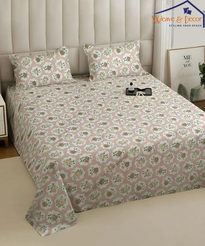 Peach Puff King Size Bedsheet With 2 Pillow Cover