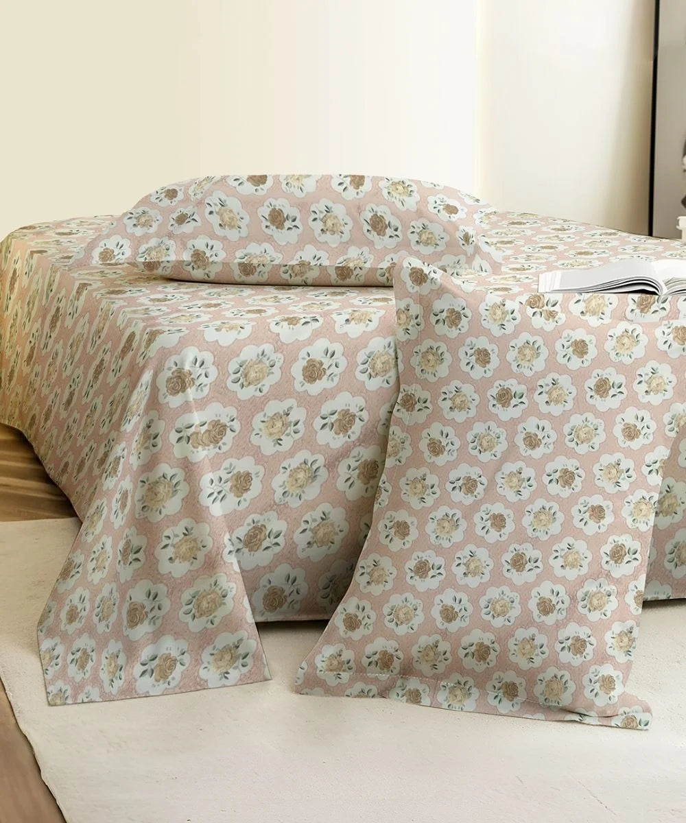 Peach Puff Flat Bedsheet With Pillow Covers