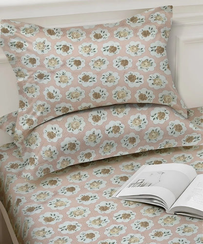 Peach Puff Flat Bedsheet With Pillow Covers