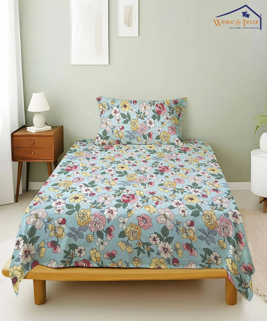 Serene Spring Flat Bedsheet With Pillow Covers