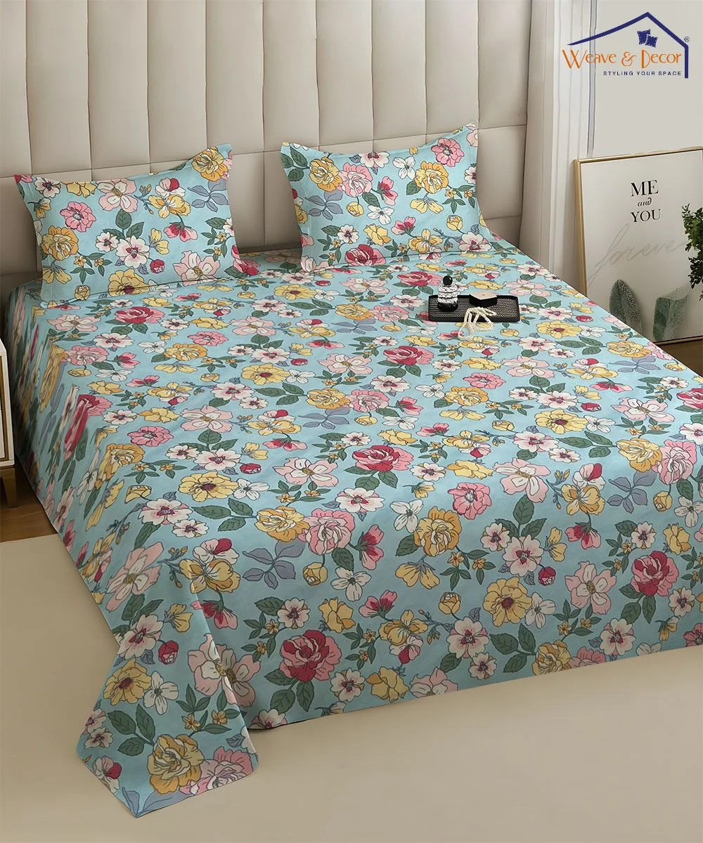 Serene Spring Flat Bedsheet With Pillow Covers