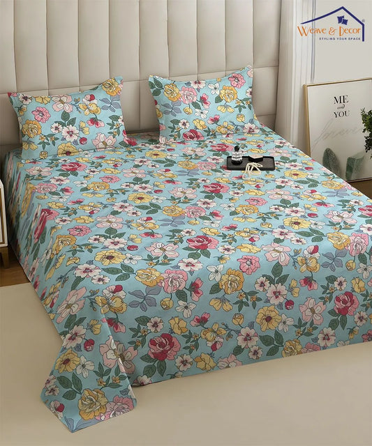 Serene Spring Flat Bedsheet With Pillow Covers