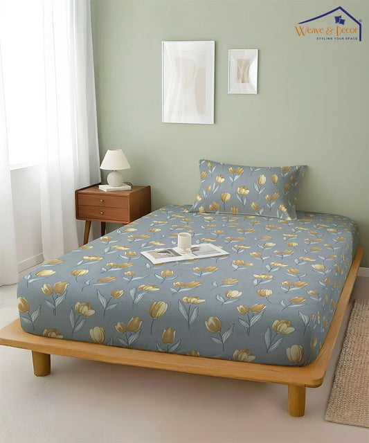Yellow Whisper Flat Bedsheet With Pillow Covers