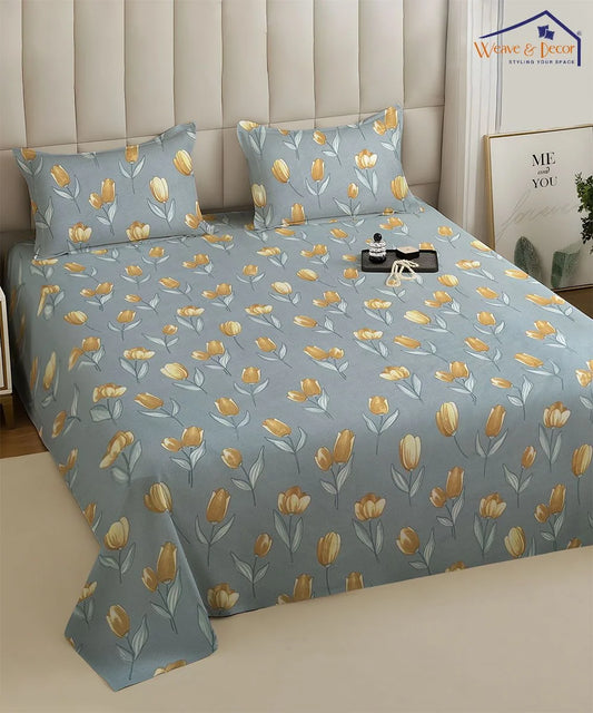 Yellow Whisper Flat Bedsheet With Pillow Covers
