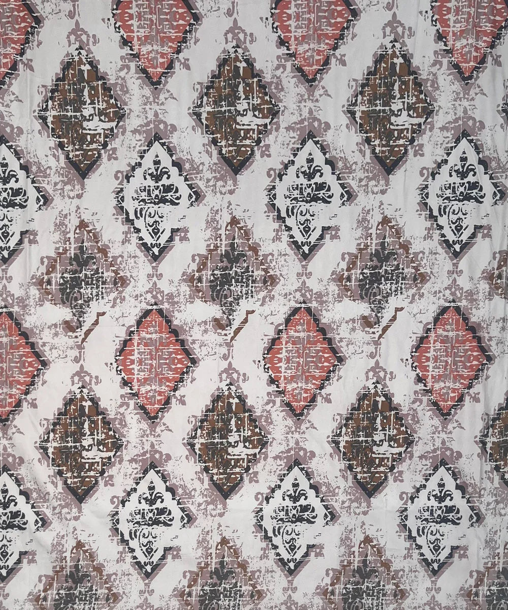 Beige Patterns King Size Bedsheet With 2 Pillow Cover