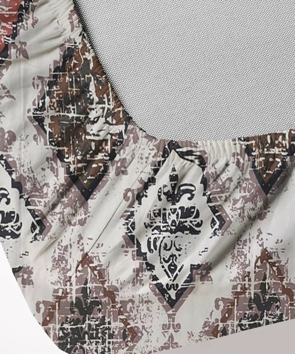 Beige Patterns King Size Bedsheet With 2 Pillow Cover