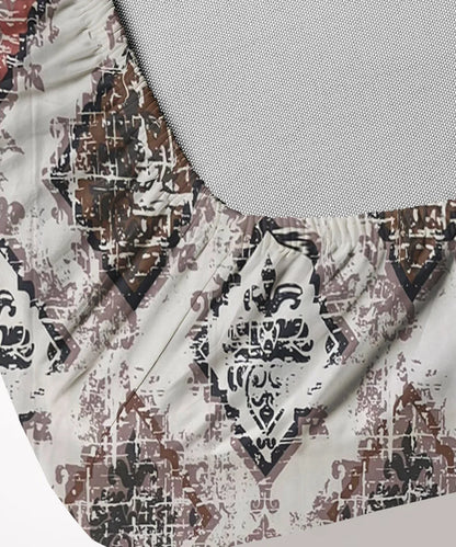 Beige Patterns King Size Bedsheet With 2 Pillow Cover