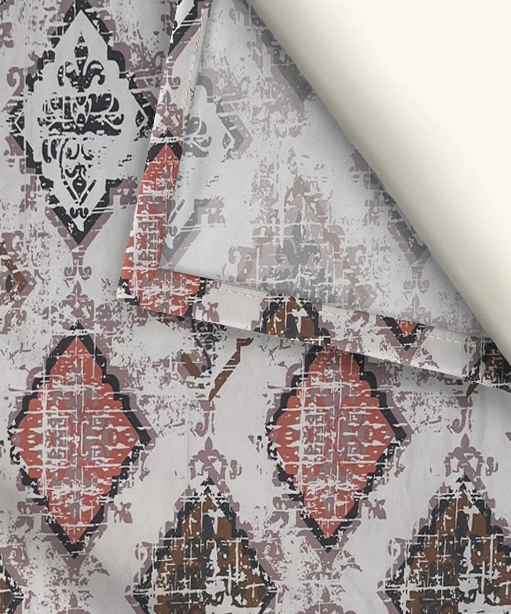 Beige Patterns King Size Bedsheet With 2 Pillow Cover