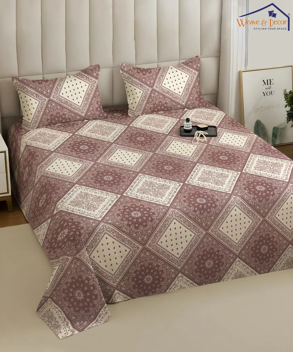 Vintage Elegance King Size Bedsheet With 2 Pillow Cover