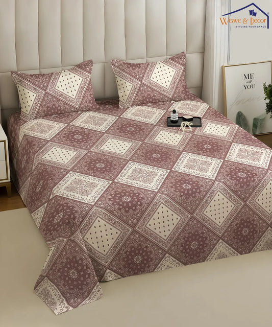 Vintage Elegance King Size Bedsheet With 2 Pillow Cover