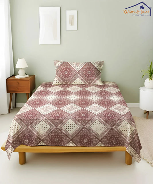 Vintage Elegance King Size Bedsheet With 2 Pillow Cover