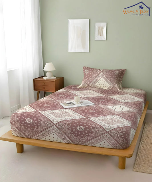 Vintage Elegance King Size Bedsheet With 2 Pillow Cover